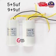 CBB60 5+5uf 9+9uf 450vac Capacitor 3 wire Kapasitor 5+5 9+9 3 wayer