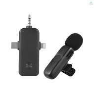 Tosw)Wireless Lavalier Microphone System One Microphone Noise Reduction Built-in DSP Chip 2.4GHz Wireless Transmission Professional Collar Clip Microphone for Phones Computers Soun