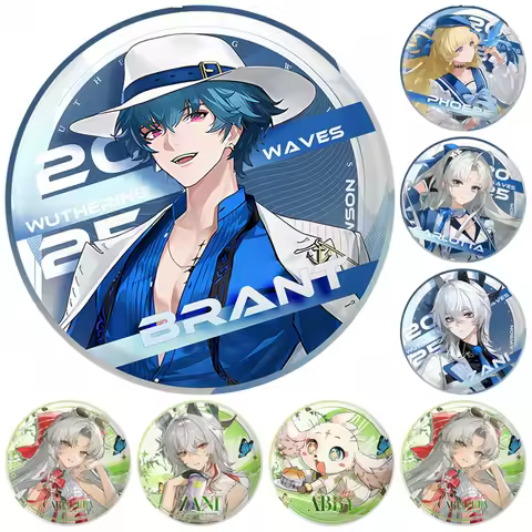 58mm Game Wuthering Waves Carlotta Montelli Phoebe Brant Zani Abu Cosplay COSTUME Badge Pin SPTE Tin