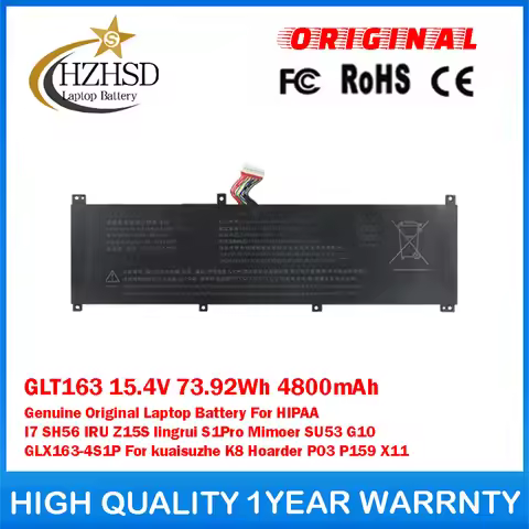 GLT163 15.4V 73.92Wh 4800mAh Genuine Original Laptop Battery For HIPAA I7 SH56 IRU Z15S Lingrui S1Pr