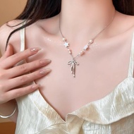 Sweet Bow Pearl Necklace Minimalist Fashion Accessories Alloy Meaningful Gift