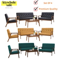 KTY TRITON 123 seater solid wooden sofa set murah with free coffee table/ sofa kayu/ l shape solid w