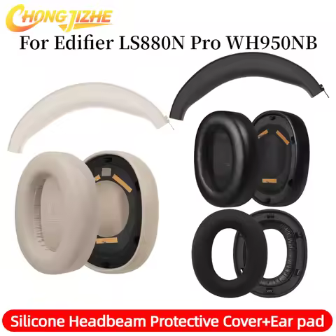 CHONGJIZHE Replacement Leather EarPads/Silicone zipper head beam protective cover For Edifier LS880N