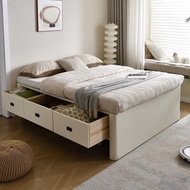 ANJIALE Tatami Bed Frame No Headboard Bed Skeleton Arrangement Platform Bed With Drawers Tatami Bed