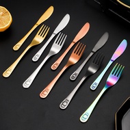 Stainless Steel Tableware Cartoon Children's Knife Fork Spoon Set Creative Portable Tableware Eating