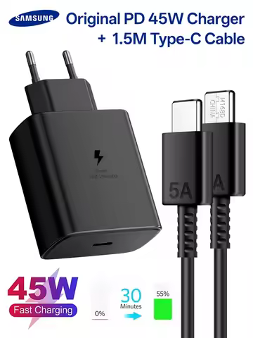 Original SAMSUNG Charger 45W Adapter PD Usb Type C Super Fast Charging 2.0 Z Fold7 S25 Ultra S24 A56