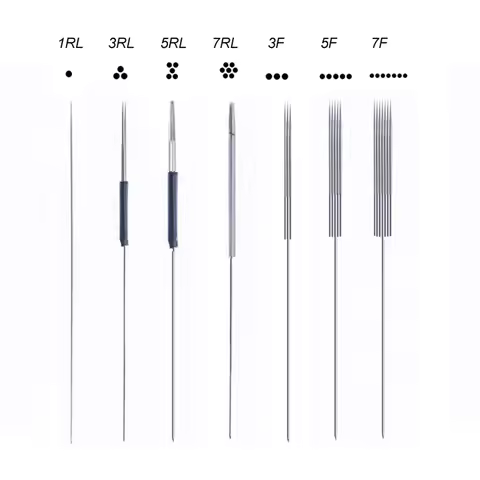 100PCS 1R 3R 5/7R 3/5F 7F Professional Tattoo Needles For Eyebrow Lips Permanent Makeup Machine Disp