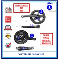 Bicycle MTB Single Speed Crank Set 44T 40T Gear Crankset 28/38/48T L170mm Crank Set 24/34/42T COTTER