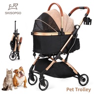 Skisopgo Pet Trolley Outdoor Foldable Pet Stroller Pet Carrier Strong Structure Dog and Cat Stroller