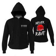 HITAM Zipper Hoodie EDM DVBBS Never Stop Rave - Black