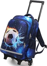Rolling Backpack Girls Travel Roller Bag with Wheels Kids School Bags Wheeled Luggage Backpack, Y0094 Soccer