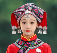 March 3 Zhuang Headdress 56 Minority Clothing Hat Hani Headdress Boys and Girls Miao Hat