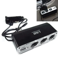 3 Way Multi Socket Car Cigarette Lighter Splitter USB Port Plug With 12V/24V Charger Charger Adapter USB