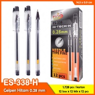 SHINOBI - ESCO GEL PEN HI-TECH-H ES338 NEEDLE FINE GEL PEN WARNA HITAM ISI 12