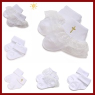 PTKFPT09 Baby Socks, Baptism 0-18 Month Lace Socks, Soft Breathable Cotton White Photography Prop So