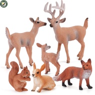 Boupower Simulation Animal Model Deer Fox Squirrel Cute Zoo Action Figures Ornament For Children Birthday Gift
