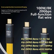 KY68 USB3.2 Type C to Type C Flat Data Cable 20Gbps ThunderBolt 3 PD 100W 5A USB-C Cord For OPPO Ren