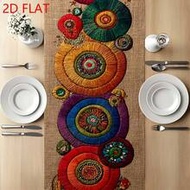 1pc Bohemian Style Colorful Round Pattern Table Runner, Suitable For Spring, Festivals, Parties, Car