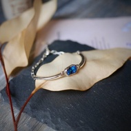 澳洲黑蛋白石925銀手工鍛敲款手鍊