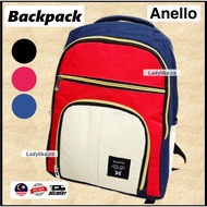 Anello Backpack Japan Fashion Bag Solid Color Casual Travel Bag Beg Perempuan Lelaki Canvas Outing Bag School Backpack