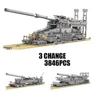 World War Germany Military Vehicle Dora 800mm Schwerer Gustav Railway Gun Model Build Block WW2 Army