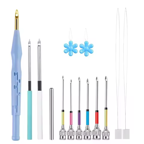 14PCS Punch Needle Set Adjustable Embroidery Punch Needle Pen Tool with Various Size Punch Needle To