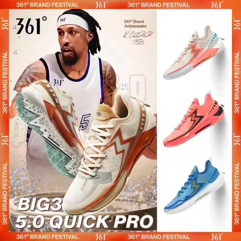 361 Degrees BIG3 5.0 Quick Pro Men Basketball Shoes Carbon Plate Breathable Stable Flexible Training