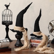2 Pcs Halloween Decorations Indoor Vintage Witch Hat Decor Table Centerpiece 13.78'' Primitive Hallo
