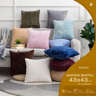 Premium FEATHER BRAID EMBOSSED SOFA PILLOW COVER 10 COLORS 43X43 CM PQ Sofa Cover Cushion Cover 43x4