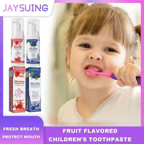 Jaysuing Strawberry Flavored Children Foaming Toothpaste Yellow Stain Removal Teeth Whitening Produc