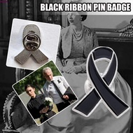 AROMA Black Ribbon Pin, Melanoma Cancer Awareness Funeral Ribbon Badge Brooch, Enamel Black Ribbon B