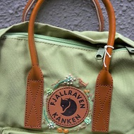 花鳥主題kanken包-淺綠 手工刺繡設計訂製