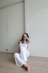 innocent dale tops สปอร์ตบราคล้องคอ ปรับความยาวเชือกได้ สีขาวดำชมพู