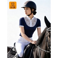 Yuemahui Equestrian Top Summer Ladies Equestrian Clothes Equestrian T-Shirt Short-Sleeved Riding Equ