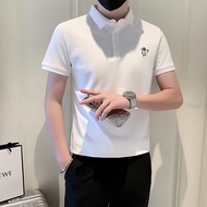 Trail Echo  เสื้อโปโลแขนสั้นคอปกครึ่งแขนเสื้อยืดผู้ชายสีดำและสีขาว