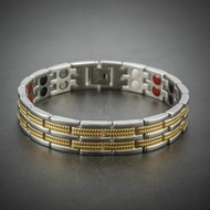 Stainless Steel Bracelet with Magnet Inlay, Electroplated, Geometry Design