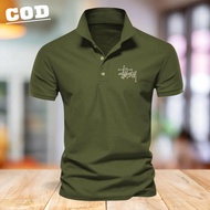 ! T-shirt Polo Collar T-shirt STUSSY Text SILVER Polo shirt Men Women Polo T-shirt Contemporary Polo shirt Collar Contemporary T-shirt Collar