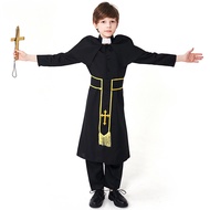 ⊕Halloween Kids Children Priest Robe Godfather Costumes for Boy Boys Halloween Party