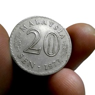 uang kuno malaysia 20 sen 1973.