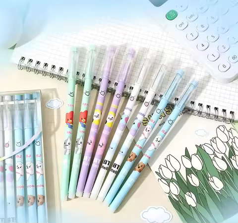 Creative Cartoon BTS Neutral Straight Pole Student Cute Water Pen Office Signature Pen High Beauty P