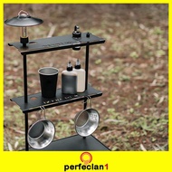 [Perfeclan1] Outdoor Grill Stand Table Storage Organizer Aluminum Metal for Outside Double