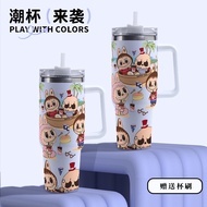 [Gaoyan Straw Cup] 1,000ml Cute Thermos Cup Student High-value Straw Cup ins304 Stainless Steel Wate