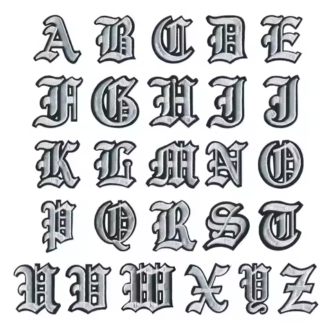1pcs Black Base White Greek Letter Embroidery Patches Iron On Letters Patch A-Z 0-9 Number Patch Emb
