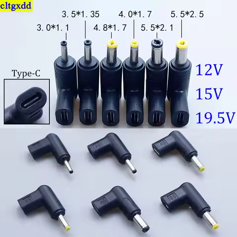 Cltgxdd 1 Piece Type-C to DC Power Connector 12V 15V 19.5V Plug 3.0*1.1/3.5*1.35/4.8*1.7/4.0*1.7/5.5