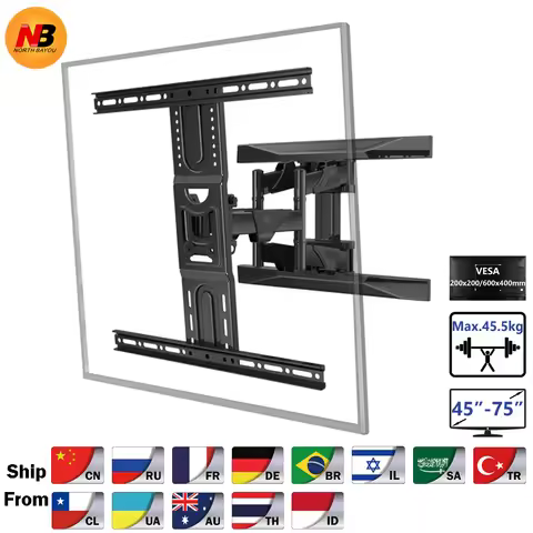 New NB P6 Full Motion 45-75 inch TV Wall Mount Flat Panel LED LCD Display Mount Bracket MAX.VESA 600