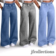 BAGGY  ELASTIC WIDE LEG (pingang gettah) kain gettah denim jeans (PLUS SIZE BOLEH)  26(XS) to 46(7XL