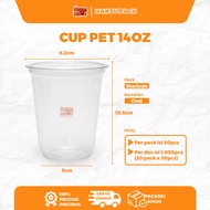Contents 50Pcs - Starindo PET Cup 14oz Flat Glass Cup 14oz Coffee Tea Juice Clear Plastic Cup