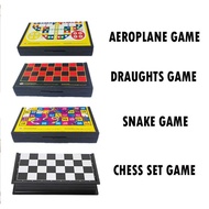 MINI POCKET MAGNETIC GAME SET CHESS l DRAUGHTS l SNAKE l AEROPLANE