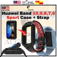 Huawei Band 10,Band 9/8/7/6 Strap + Case Sport Design, 2in1 Protect Case + Strap Tali Jam Huawei Ban
