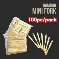 100/300pcs Bamboo Mini Fork 9cm (Siomai, Takoyaki, Cocktail, Fruitpick, Pica-pica, Fishball)